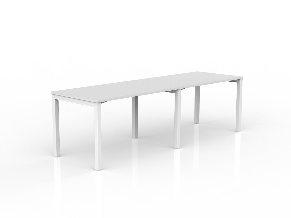 OL Axis 2-User Single Sided Desk – White Top with White Frame