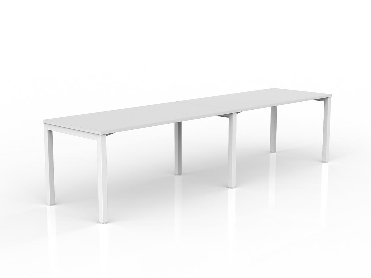 OL Axis 2-User Single Sided Desk – White Top with White Frame