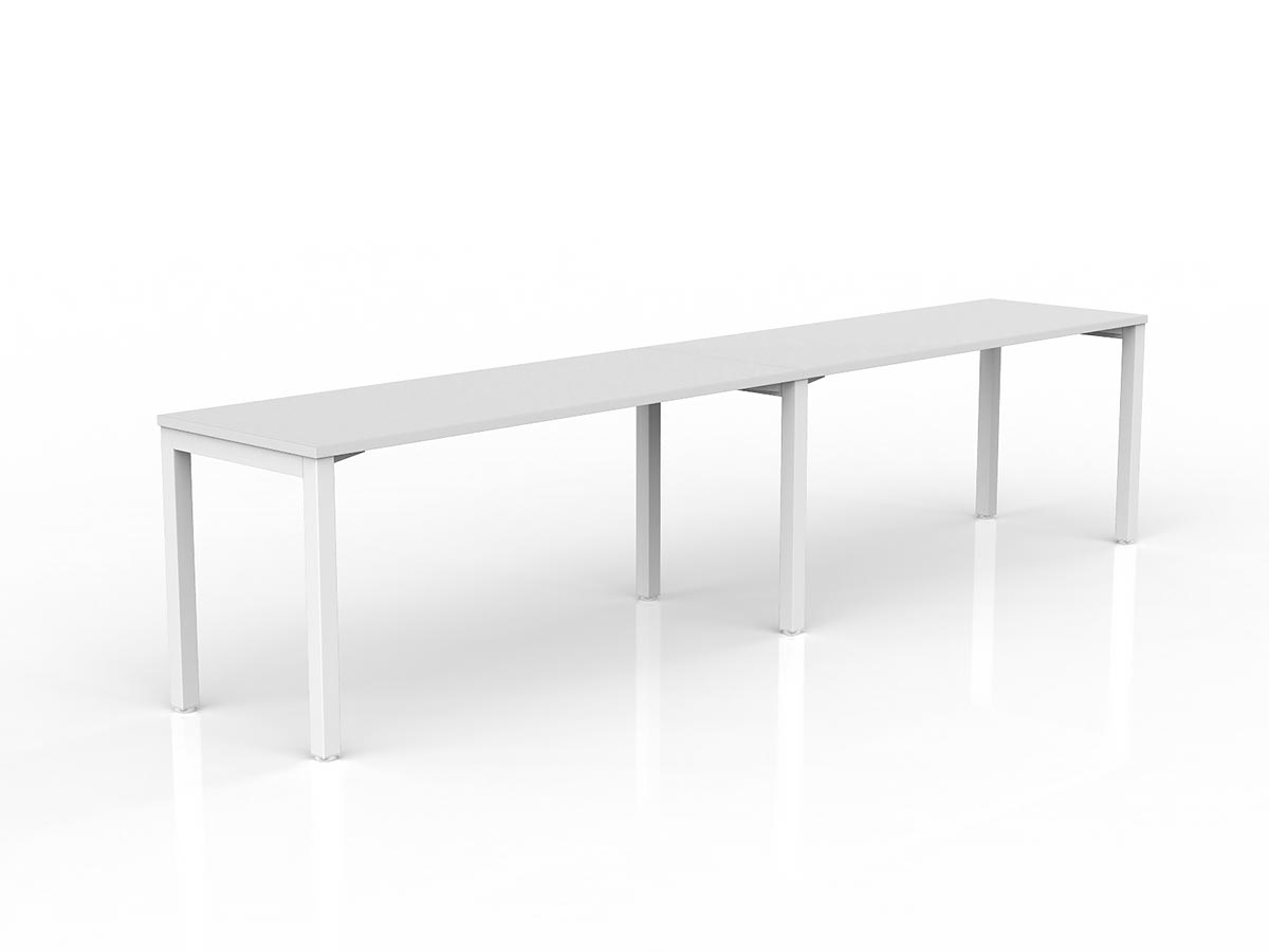 OL Axis 2-User Single Sided Desk – White Top with White Frame