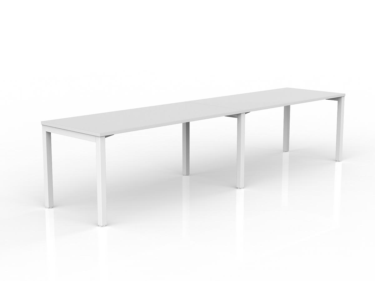 OL Axis 2-User Single Sided Desk – White Top with White Frame