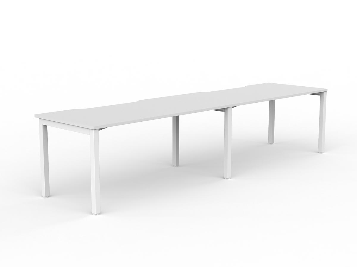 OL Axis 2-User Single Sided Desk – White Top with White Frame