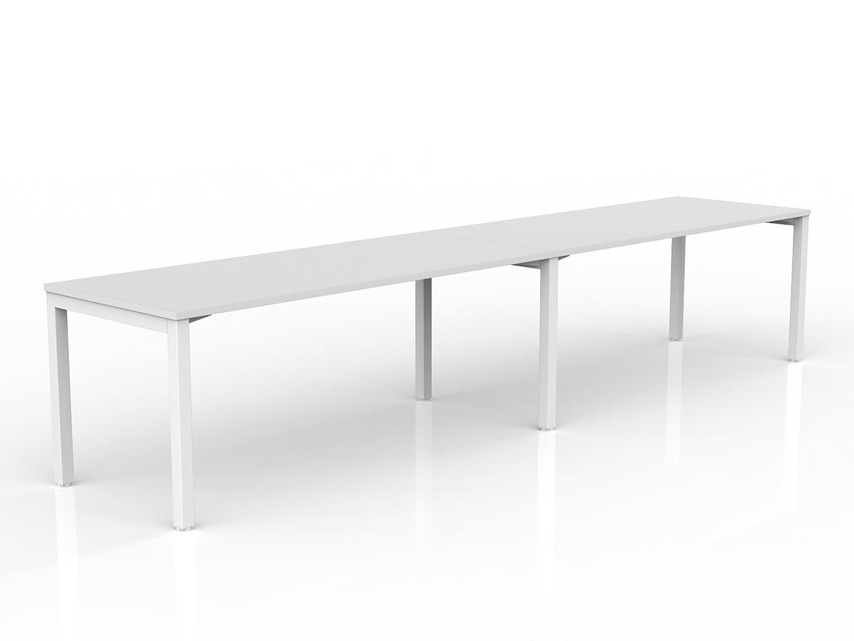 OL Axis 2-User Single Sided Desk – White Top with White Frame