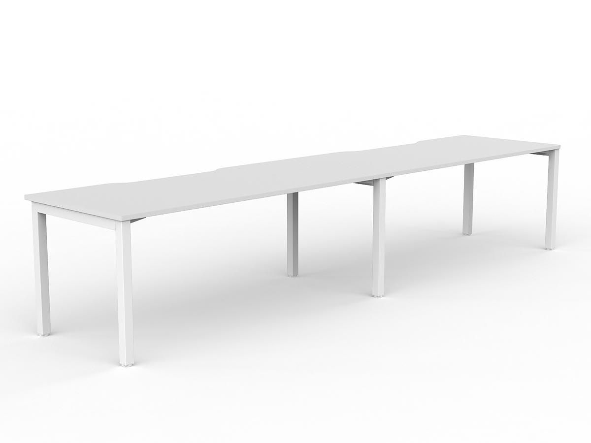 OL Axis 2-User Single Sided Desk – White Top with White Frame