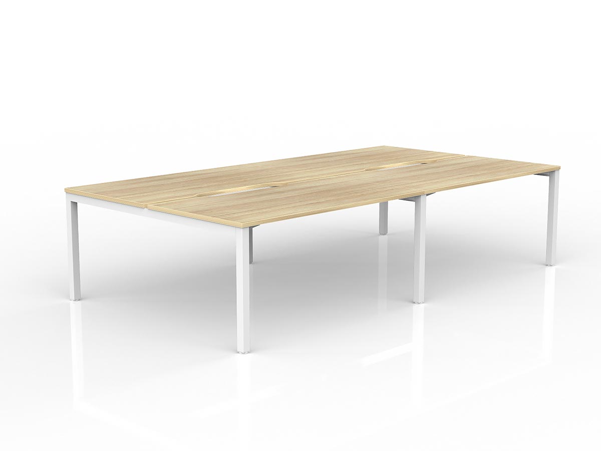 OL Axis 4-User Double Sided Workspace – Oak Top with White Frame