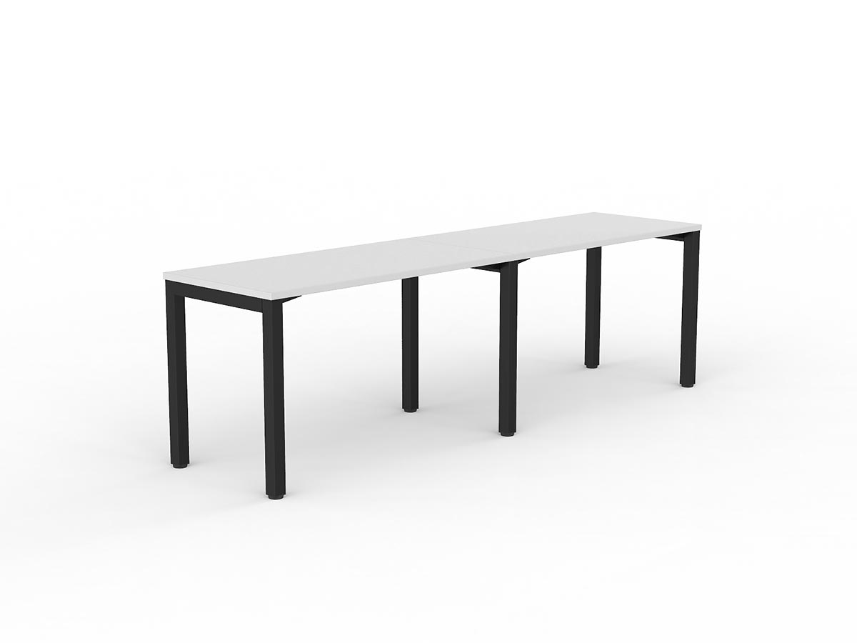 OL Axis 2-User Single Sided Desk – White Top with Black Frame