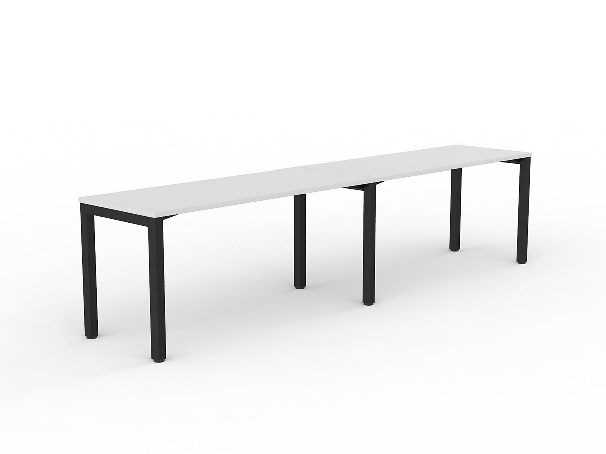 OL Axis 2-User Single Sided Desk – White Top with Black Frame