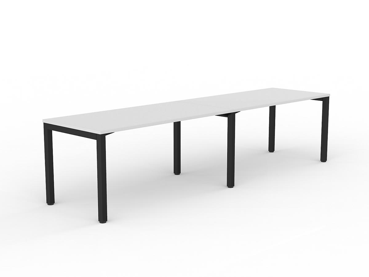 OL Axis 2-User Single Sided Desk – White Top with Black Frame