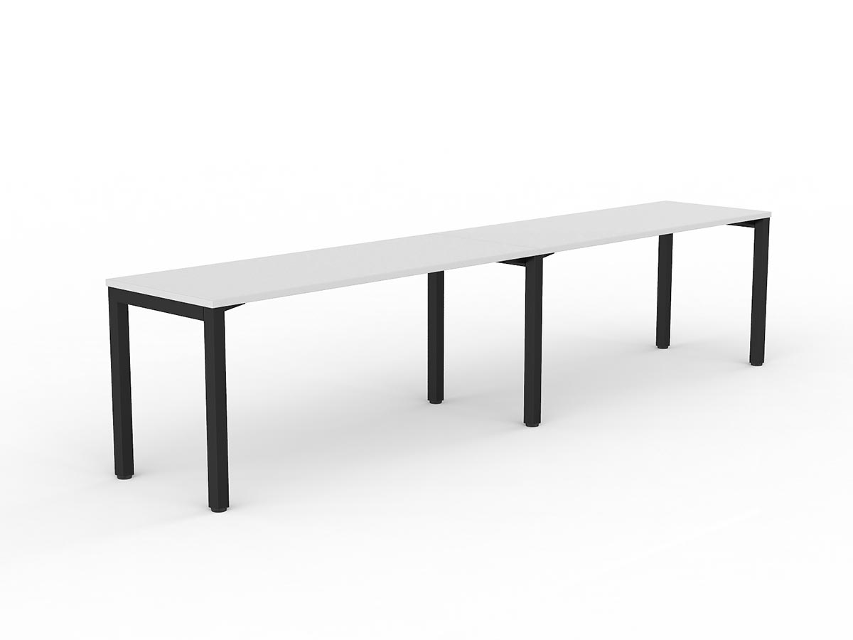 OL Axis 2-User Single Sided Desk – White Top with Black Frame