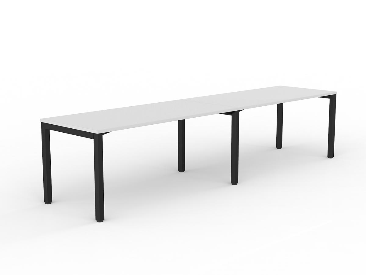 OL Axis 2-User Single Sided Desk – White Top with Black Frame