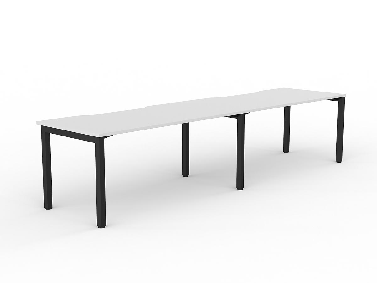 OL Axis 2-User Single Sided Desk – White Top with Black Frame