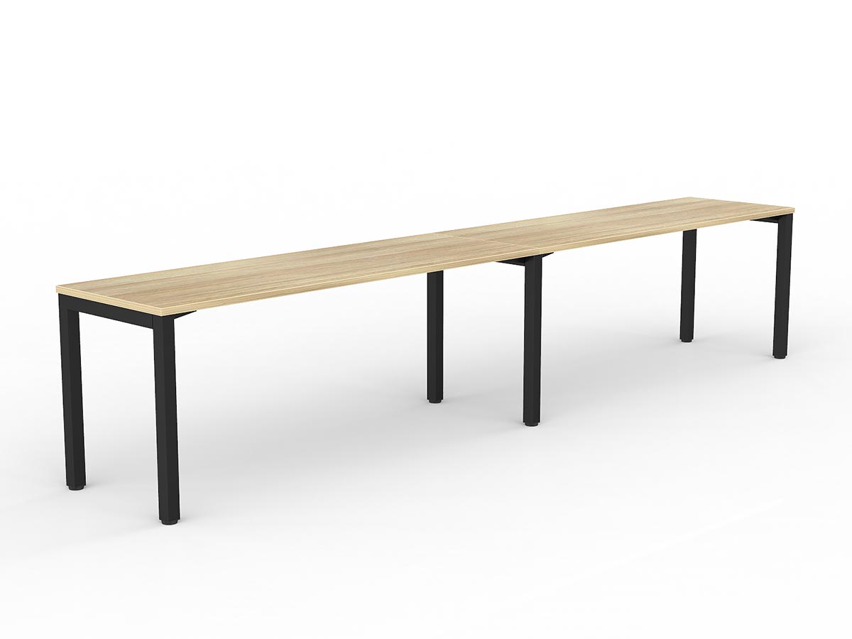 OL Axis 2-User Single Sided Desk – Oak Top with Black Frame