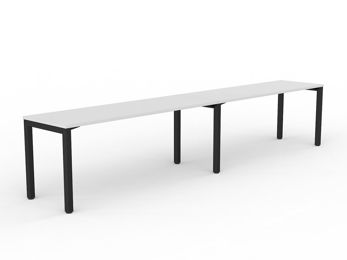 OL Axis 2-User Single Sided Desk – White Top with Black Frame