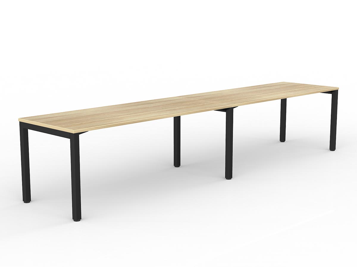 OL Axis 2-User Single Sided Desk – Oak Top with Black Frame