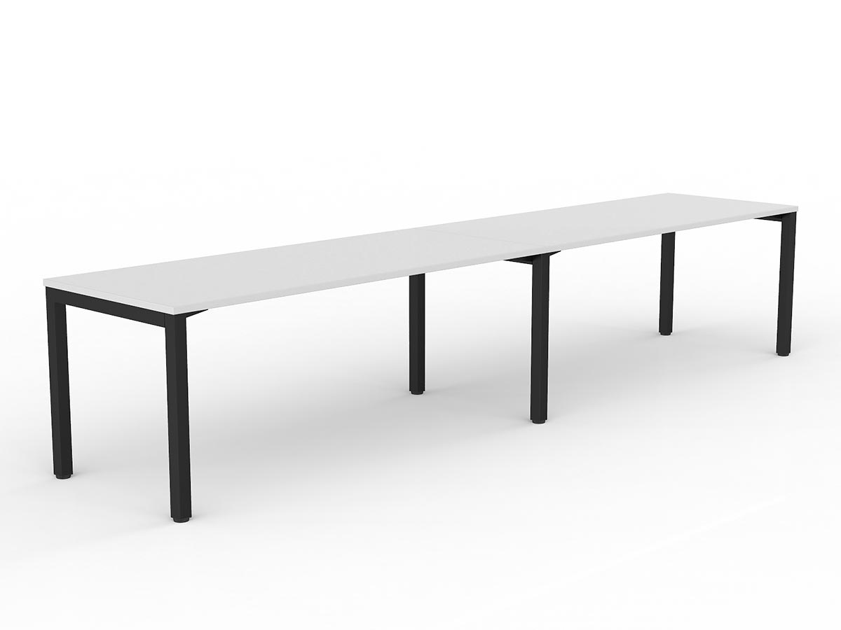 OL Axis 2-User Single Sided Desk – White Top with Black Frame