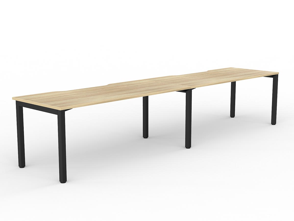 OL Axis 2-User Single Sided Desk – Oak Top with Black Frame