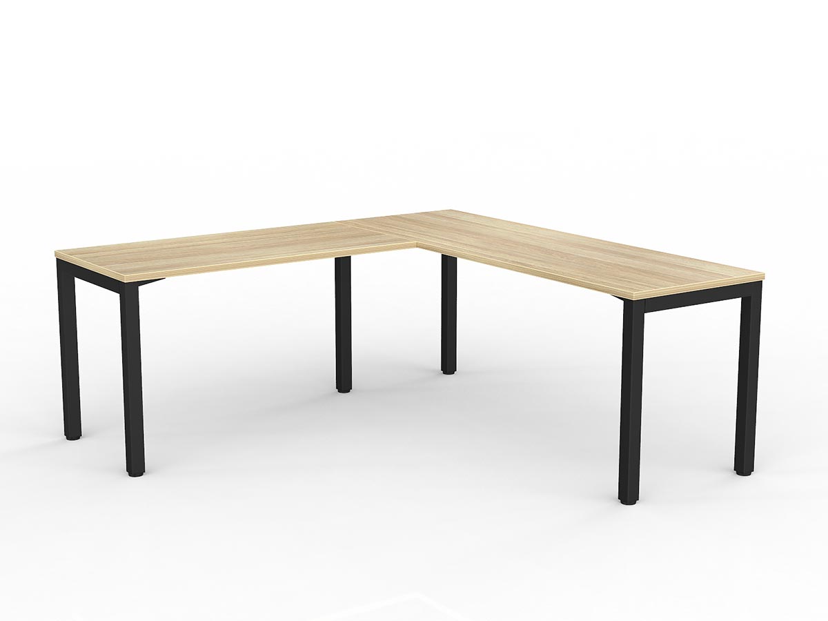 OL Axis Melamine Top Metal Frame Office Desk with Return