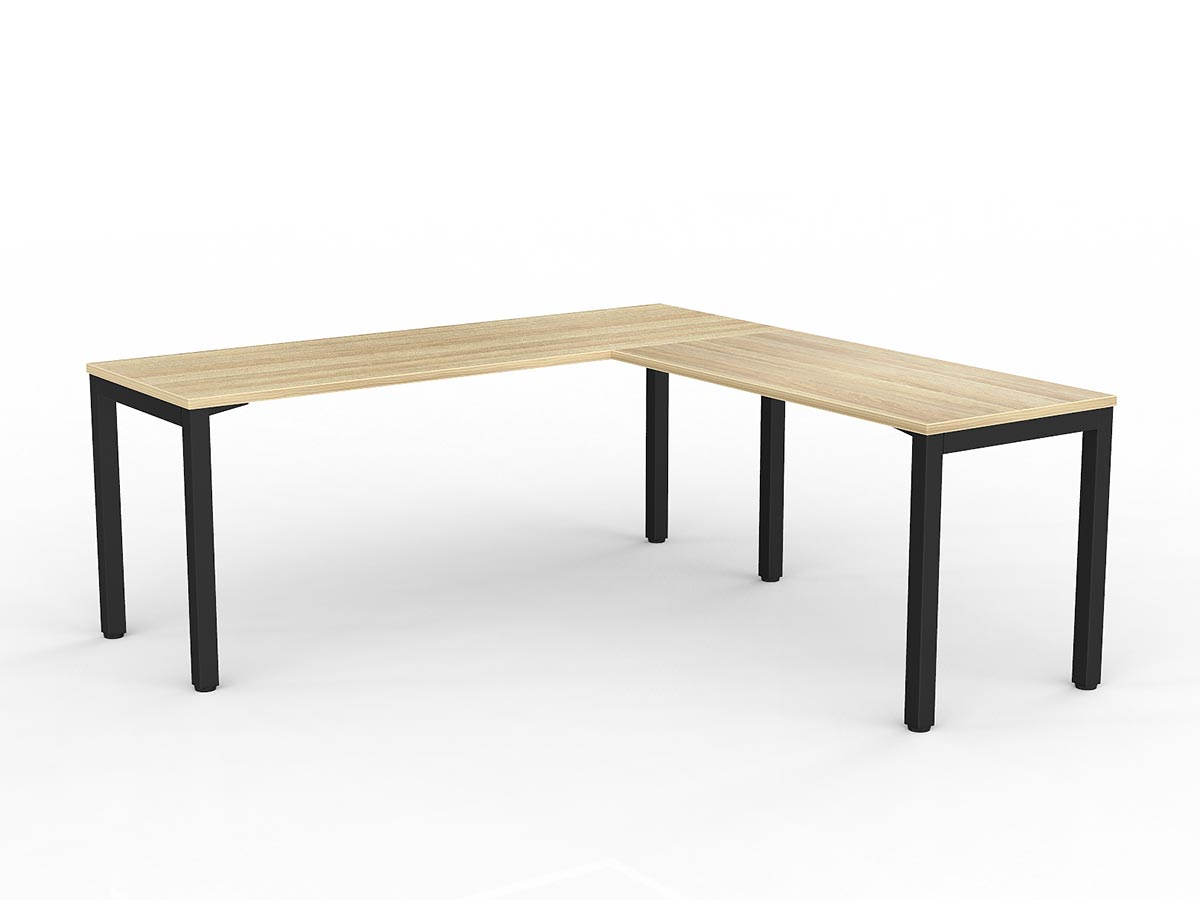 OL Axis Melamine Top Metal Frame Office Desk with Return