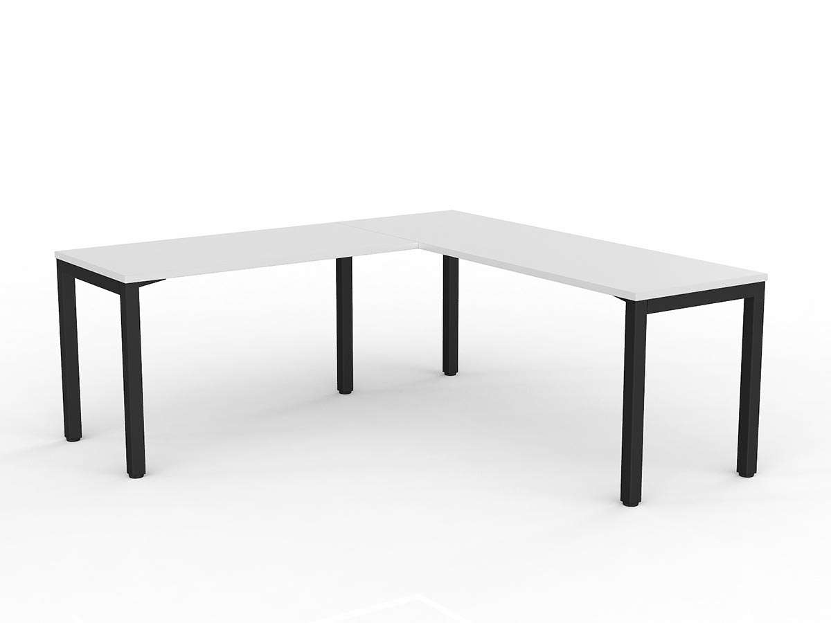 OL Axis Melamine Top Metal Frame Office Desk with Return