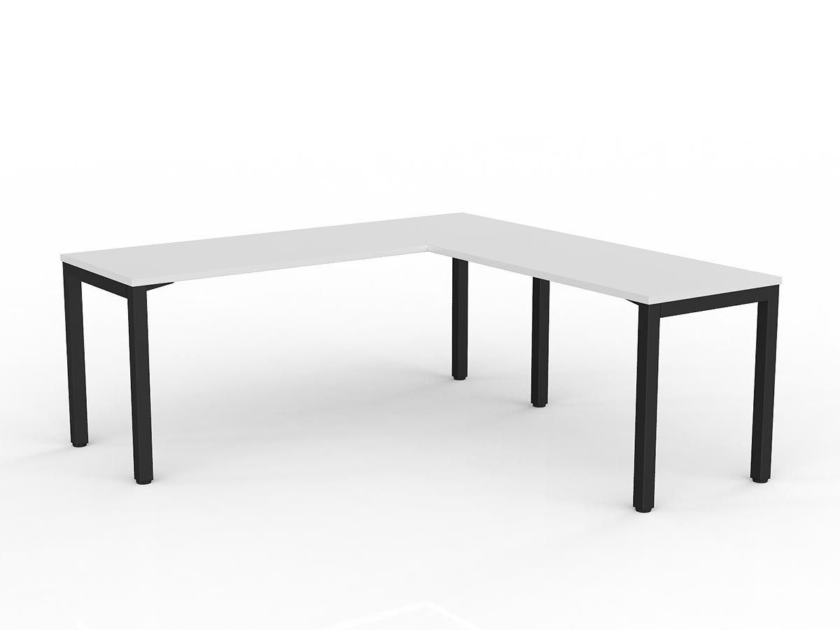 OL Axis Melamine Top Metal Frame Office Desk with Return