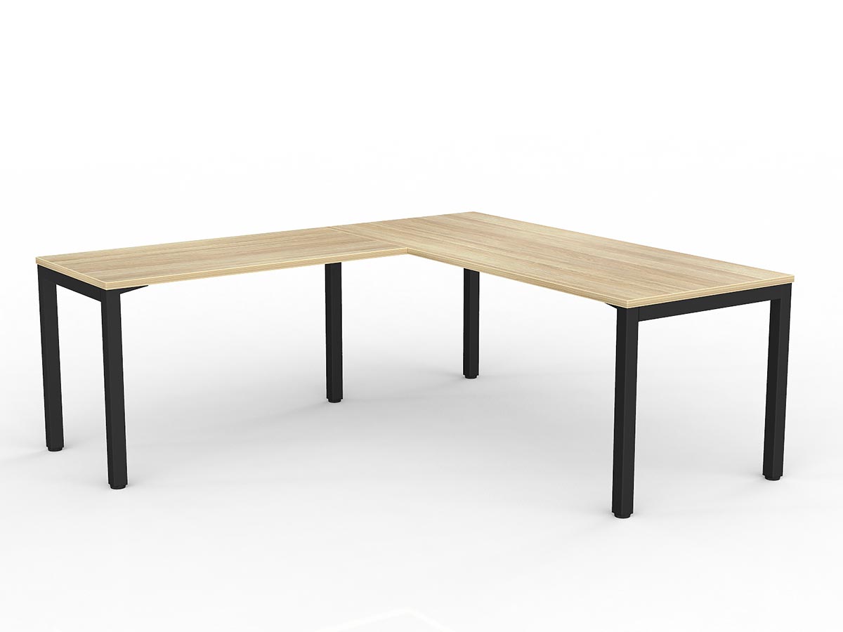 OL Axis Melamine Top Metal Frame Office Desk with Return