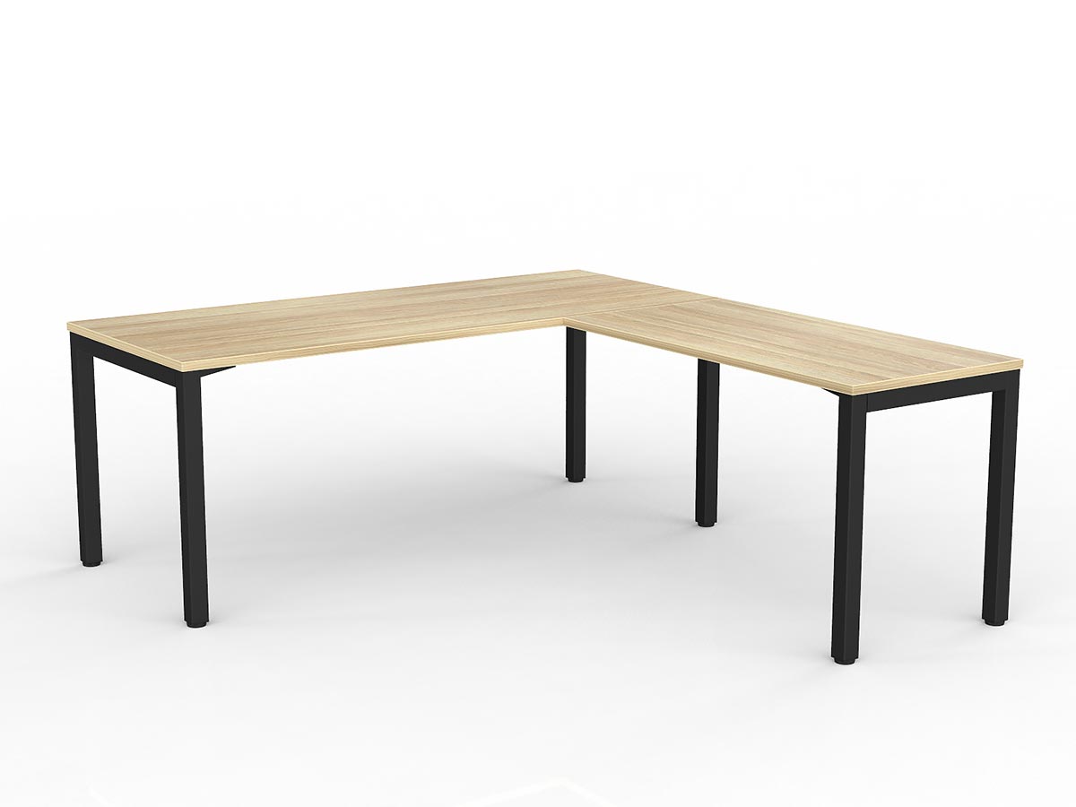 OL Axis Melamine Top Metal Frame Office Desk with Return