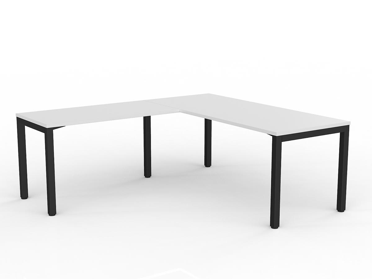 OL Axis Melamine Top Metal Frame Office Desk with Return