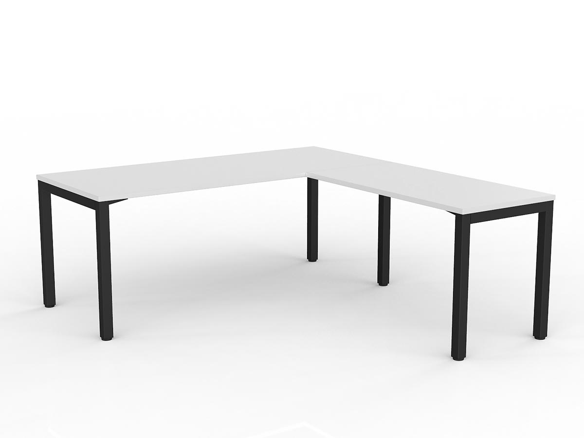 OL Axis Melamine Top Metal Frame Office Desk with Return