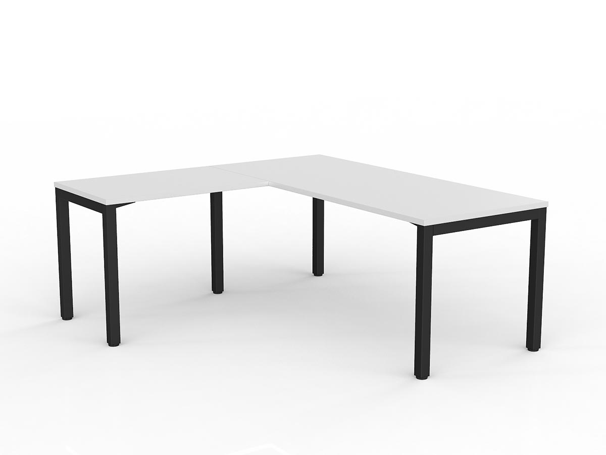 OL Axis Melamine Top Metal Frame Office Desk with Return