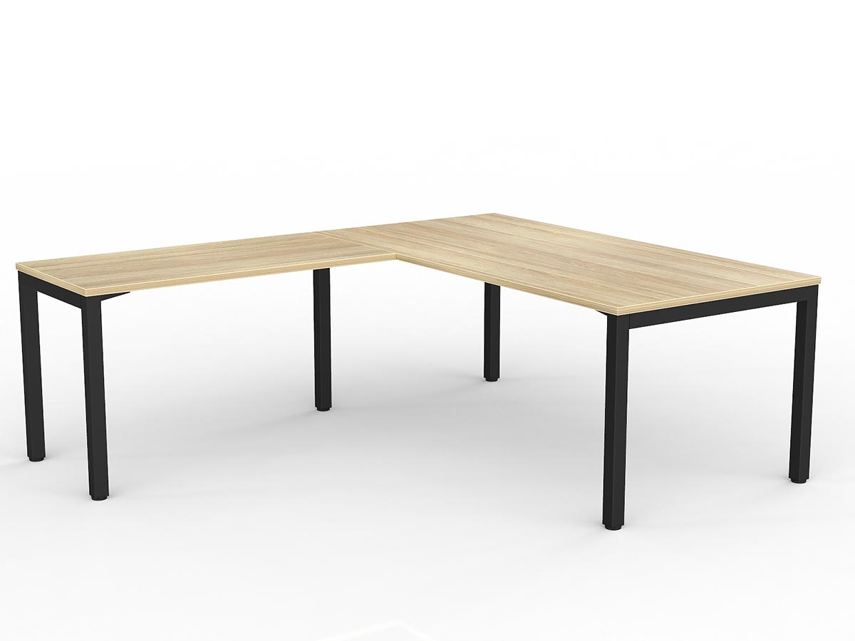 OL Axis Melamine Top Metal Frame Office Desk with Return