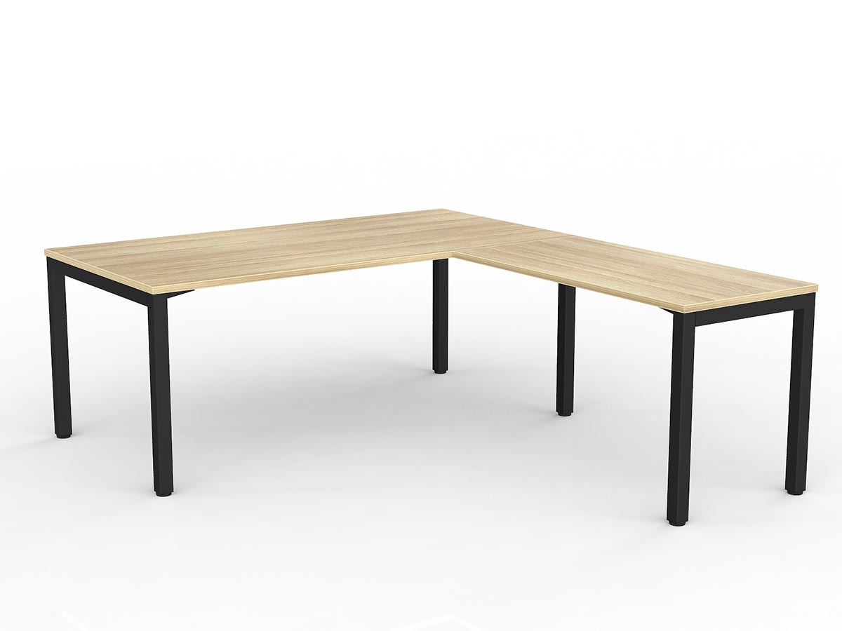 OL Axis Melamine Top Metal Frame Office Desk with Return