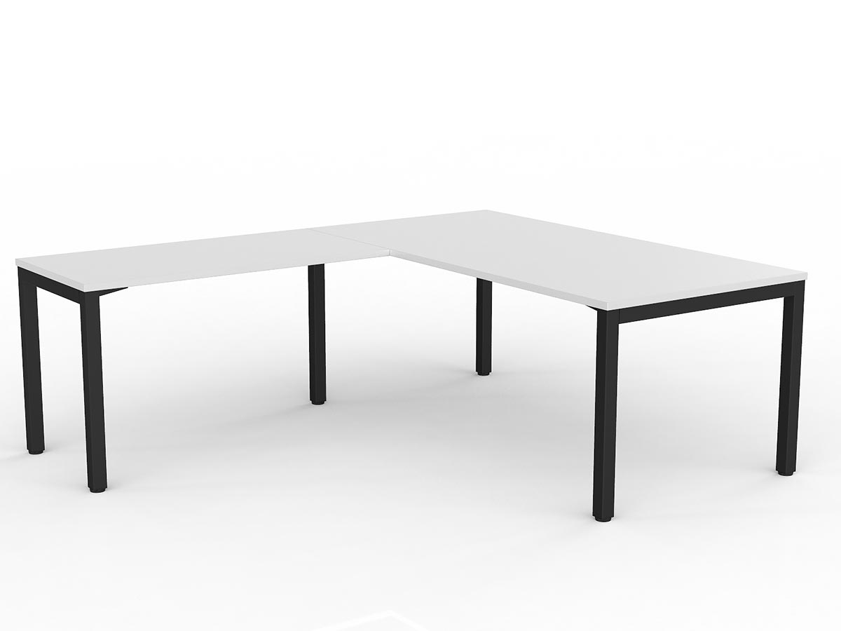 OL Axis Melamine Top Metal Frame Office Desk with Return