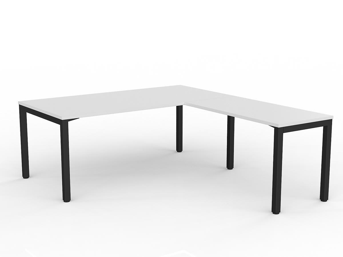 OL Axis Melamine Top Metal Frame Office Desk with Return