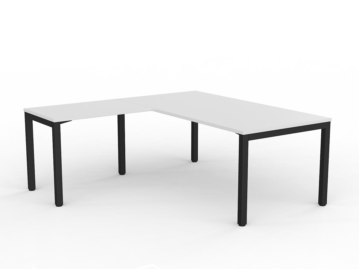 OL Axis Melamine Top Metal Frame Office Desk with Return