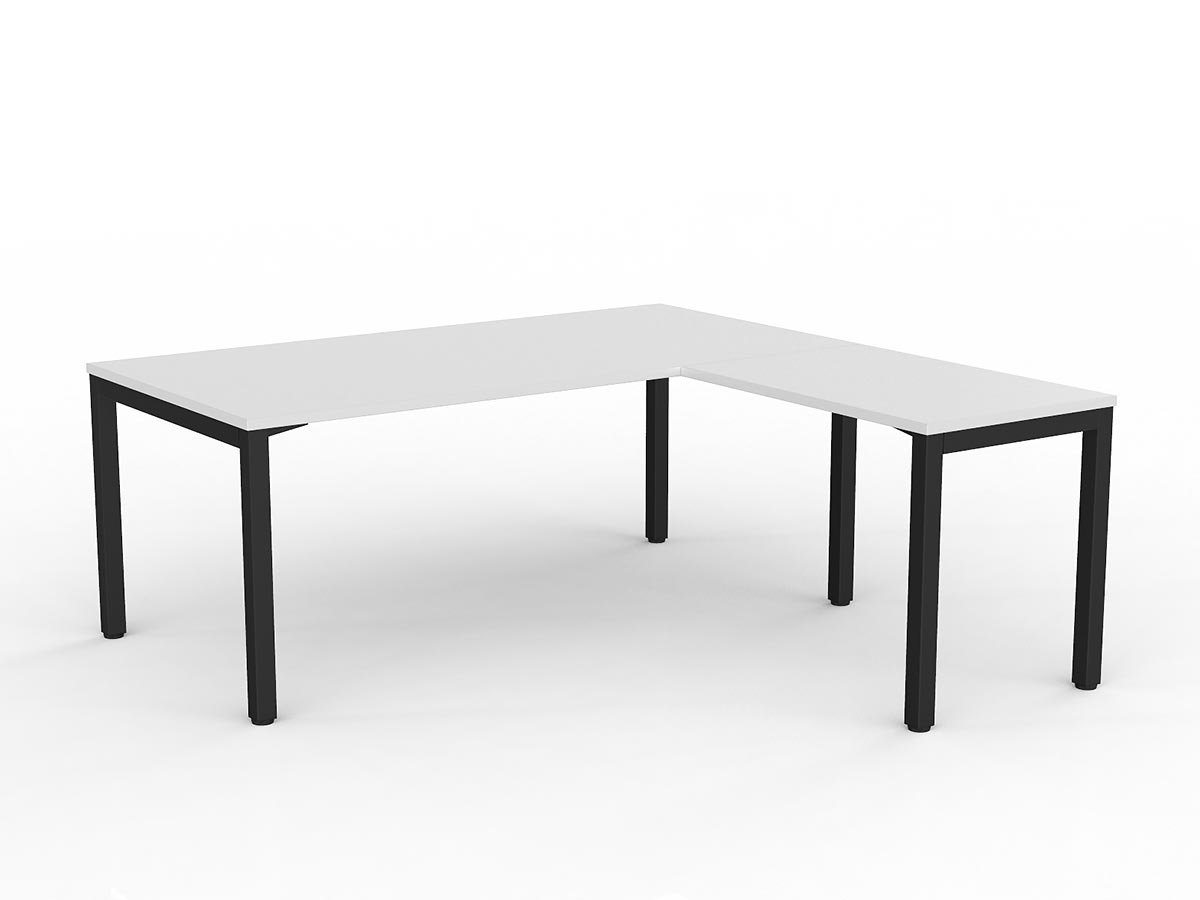 OL Axis Melamine Top Metal Frame Office Desk with Return