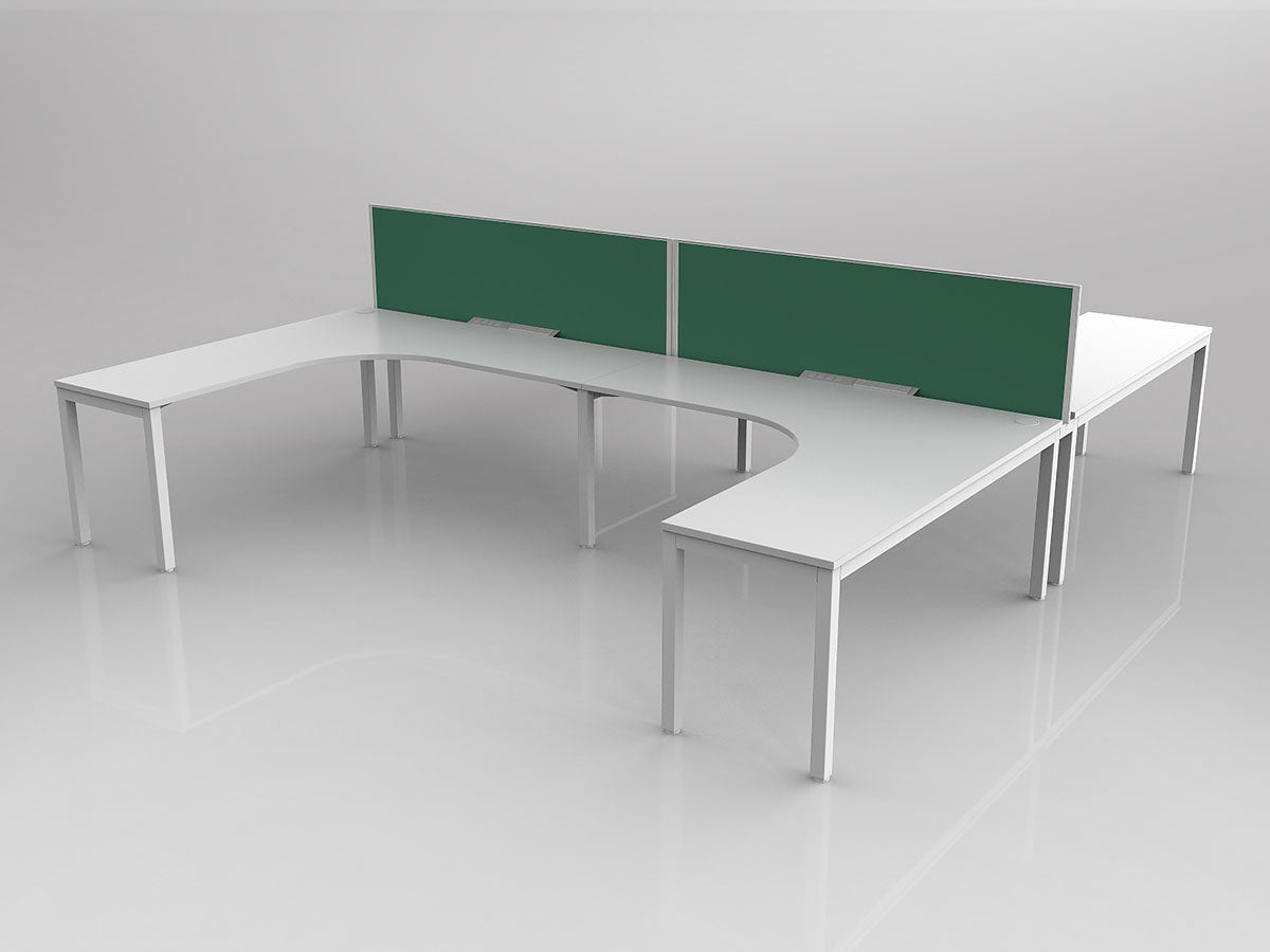 OL Axis 4 User H-Shape 90° Workstation with Screen - Breathe Fabric