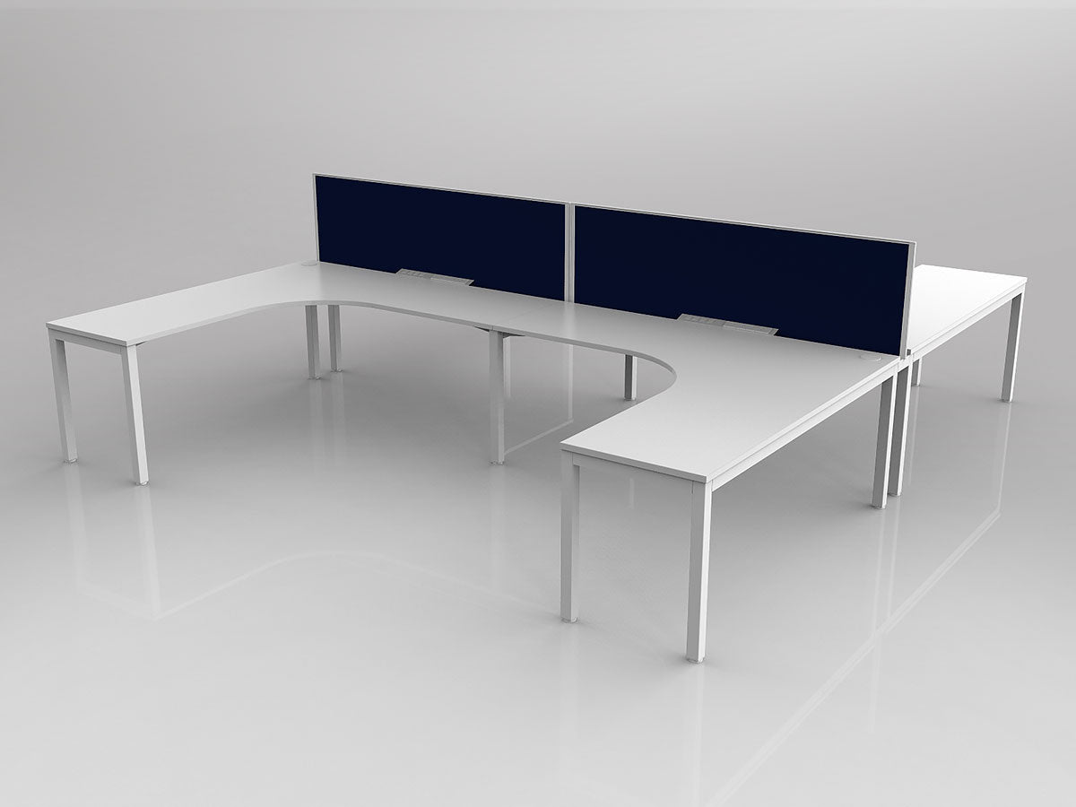 OL Axis 4 User H-Shape 90° Workstation with Screen - Breathe Fabric