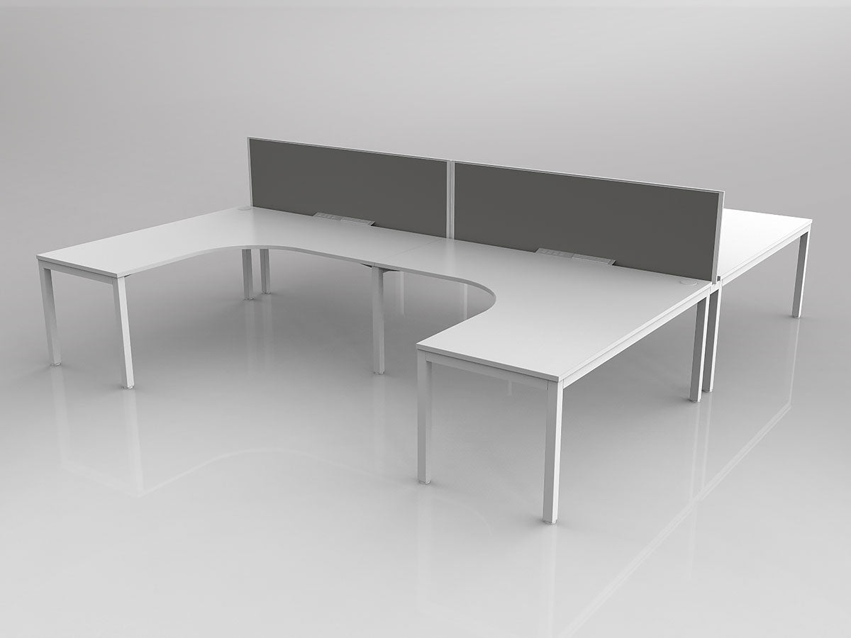 OL Axis 4 User H-Shape 90° Workstation with Screen - Breathe Fabric