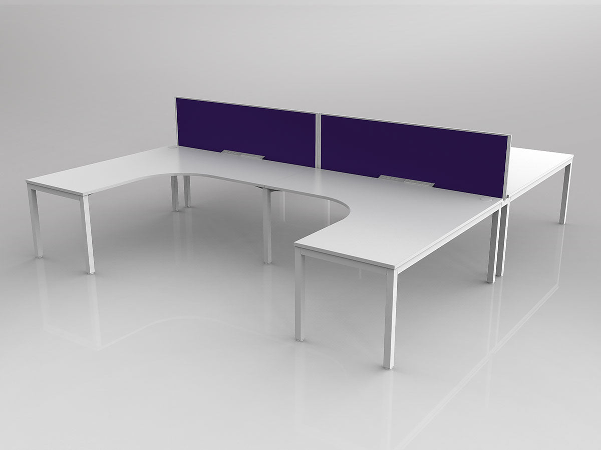 OL Axis 4 User H-Shape 90° Workstation with Screen - Breathe Fabric