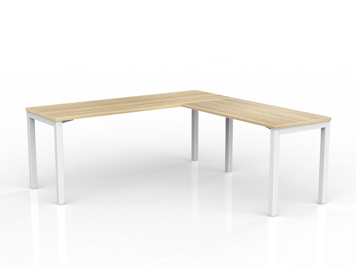 OL Axis Melamine Top Metal Frame Office Desk with Return