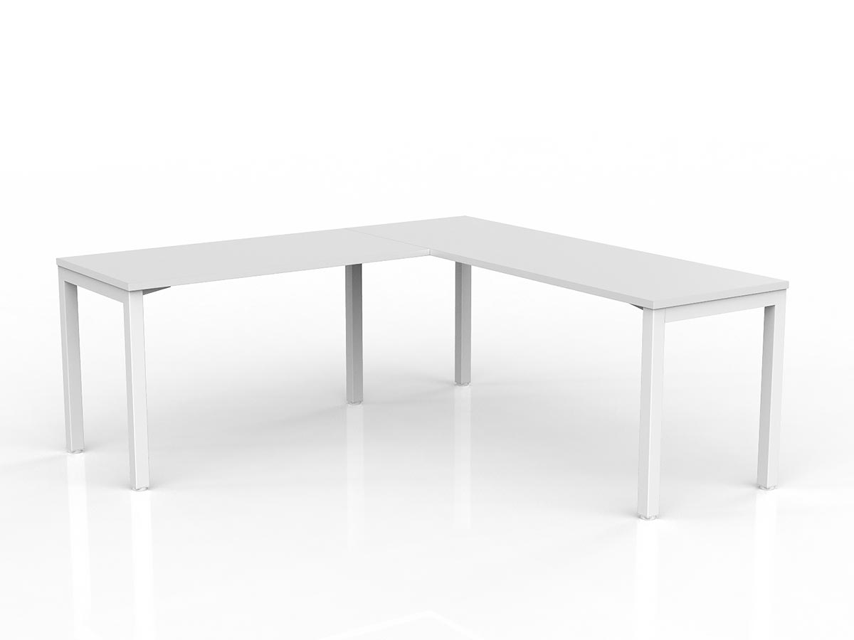 OL Axis Melamine Top Metal Frame Office Desk with Return