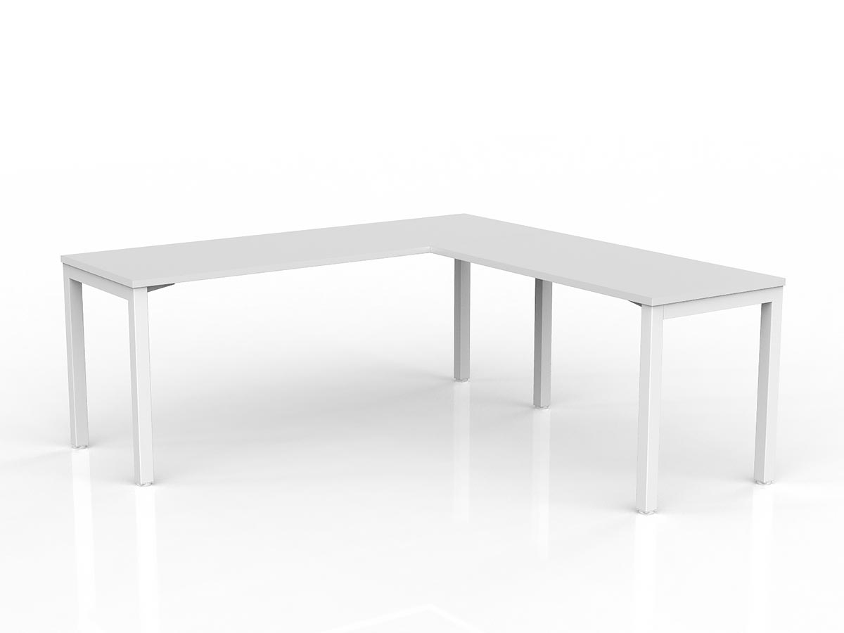 OL Axis Melamine Top Metal Frame Office Desk with Return