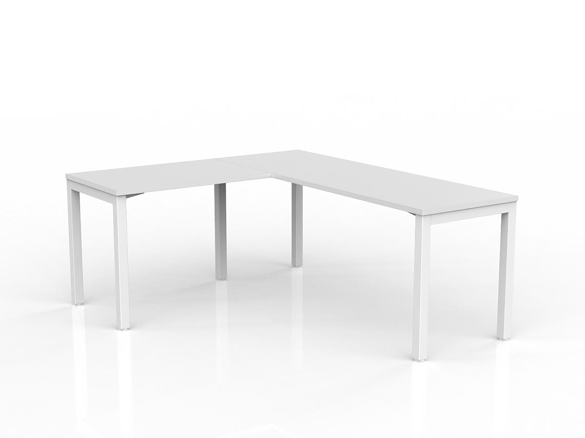 OL Axis Melamine Top Metal Frame Office Desk with Return