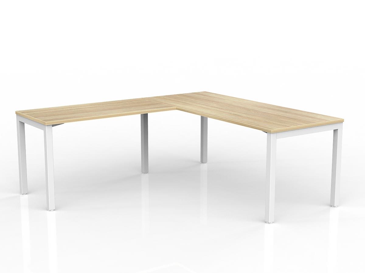 OL Axis Melamine Top Metal Frame Office Desk with Return