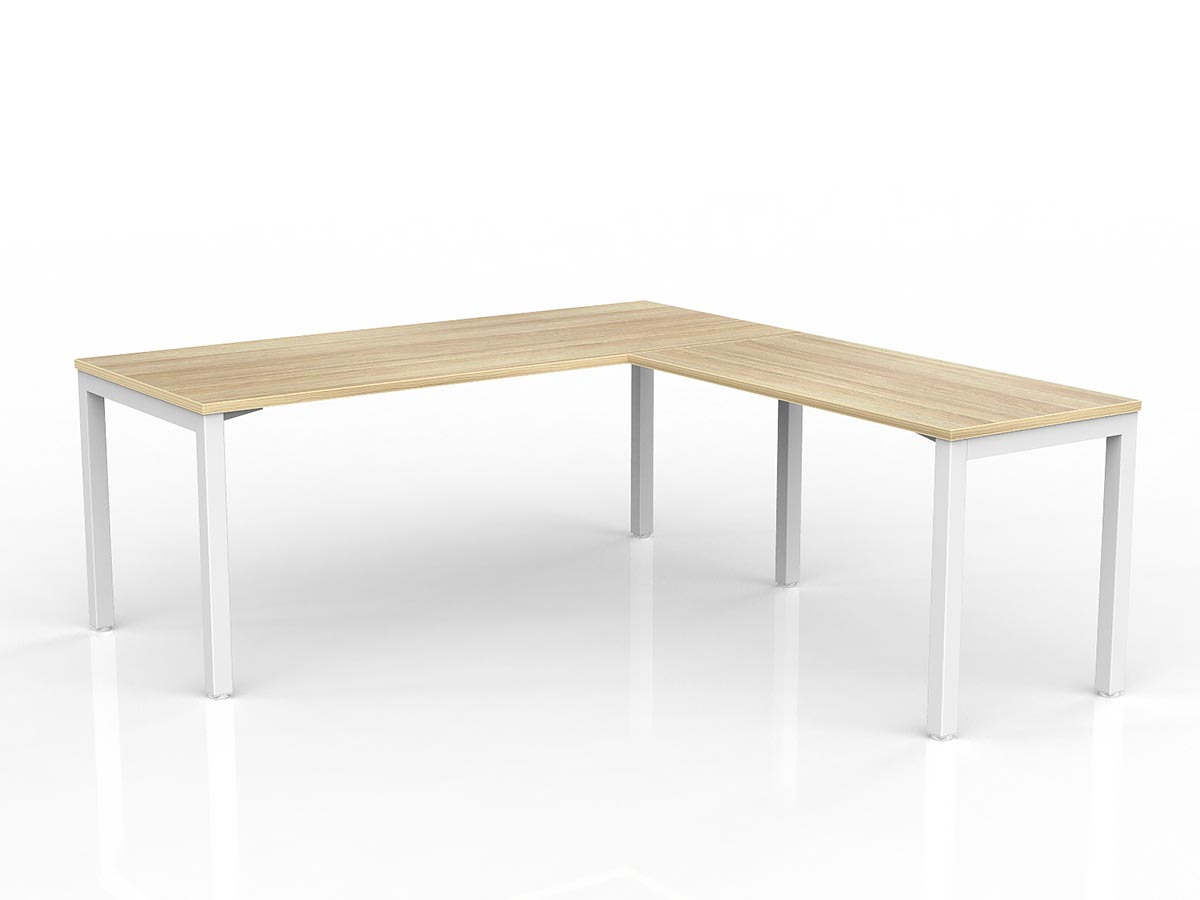 OL Axis Melamine Top Metal Frame Office Desk with Return