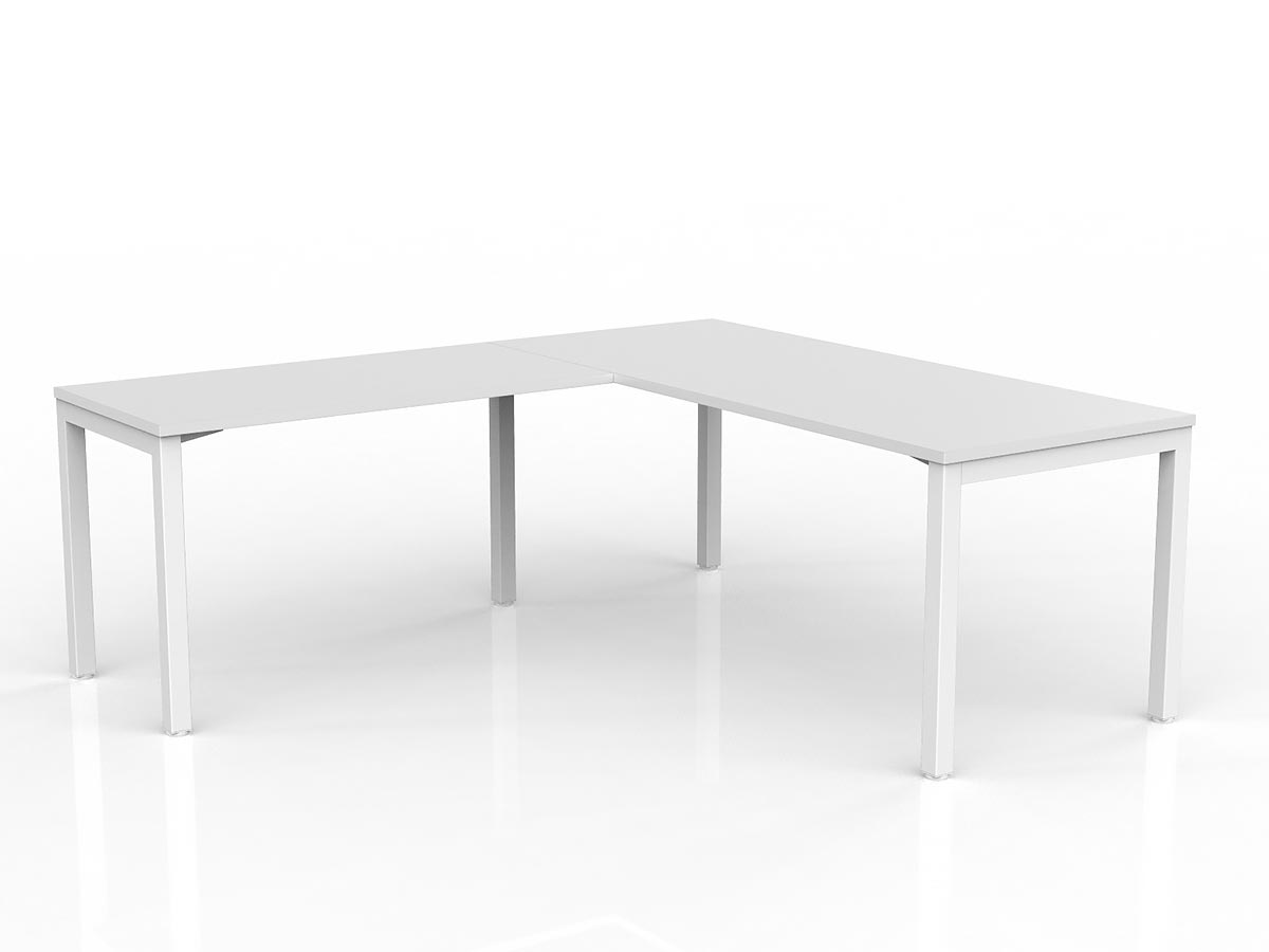 OL Axis Melamine Top Metal Frame Office Desk with Return