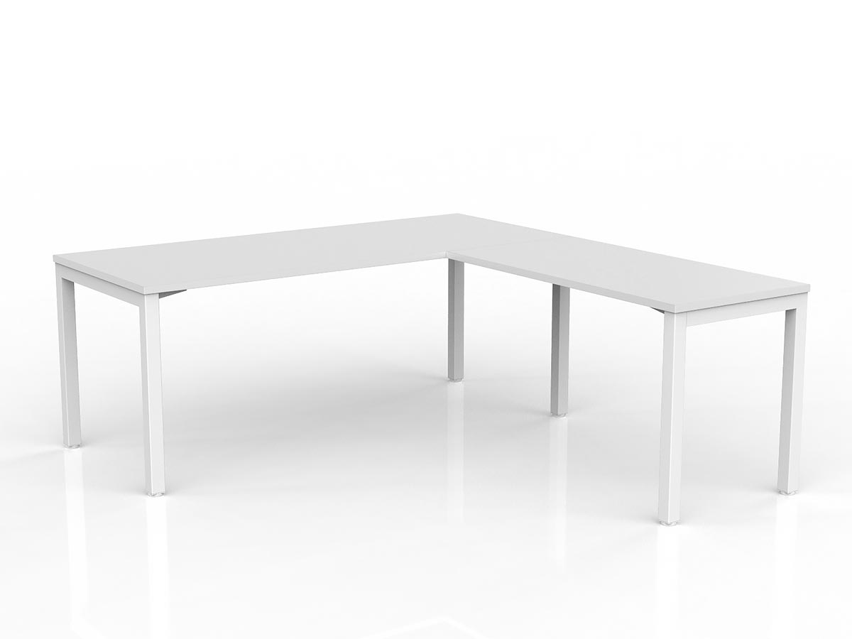 OL Axis Melamine Top Metal Frame Office Desk with Return