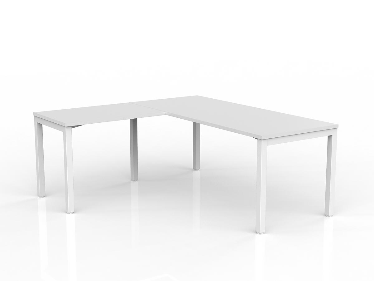 OL Axis Melamine Top Metal Frame Office Desk with Return