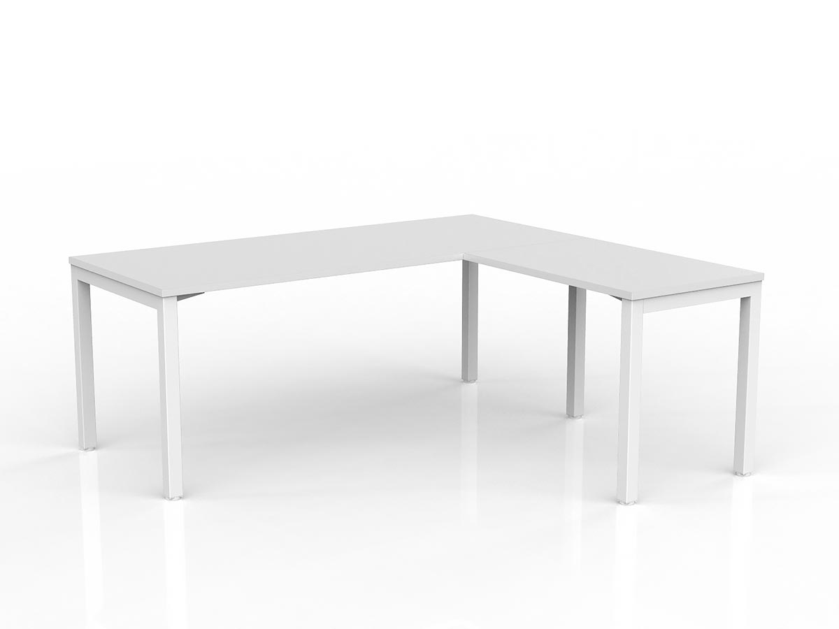 OL Axis Melamine Top Metal Frame Office Desk with Return