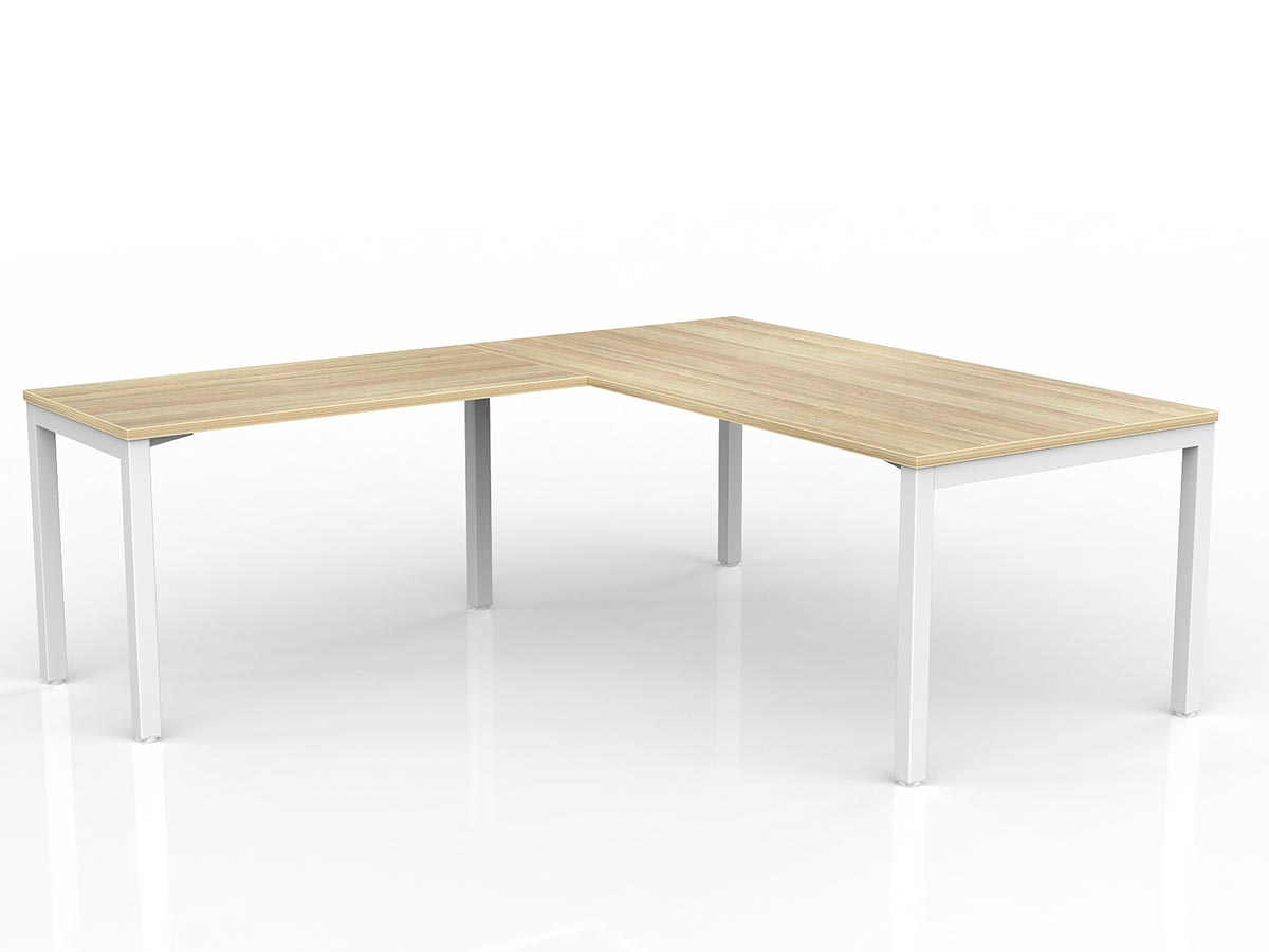 OL Axis Melamine Top Metal Frame Office Desk with Return