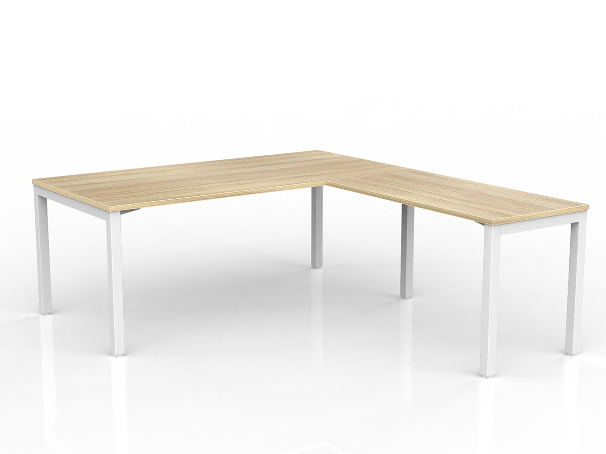 OL Axis Melamine Top Metal Frame Office Desk with Return